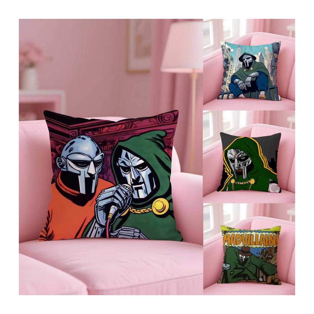 MF D-Doom Madlib Kissenbezug aus weichem Plüschstoff in Weiß und Mehrfarbig - Bild 4