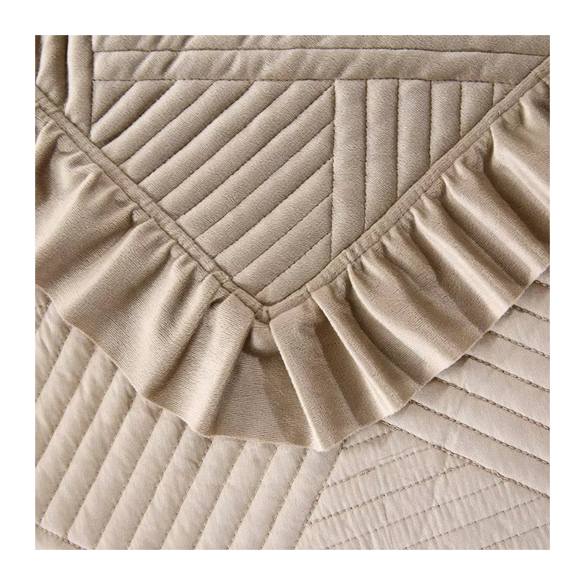Mi Fa La 3-teiliges Samt-Steppdecken-Set in Rosa und Beige für King-Size-Betten - Bild 3