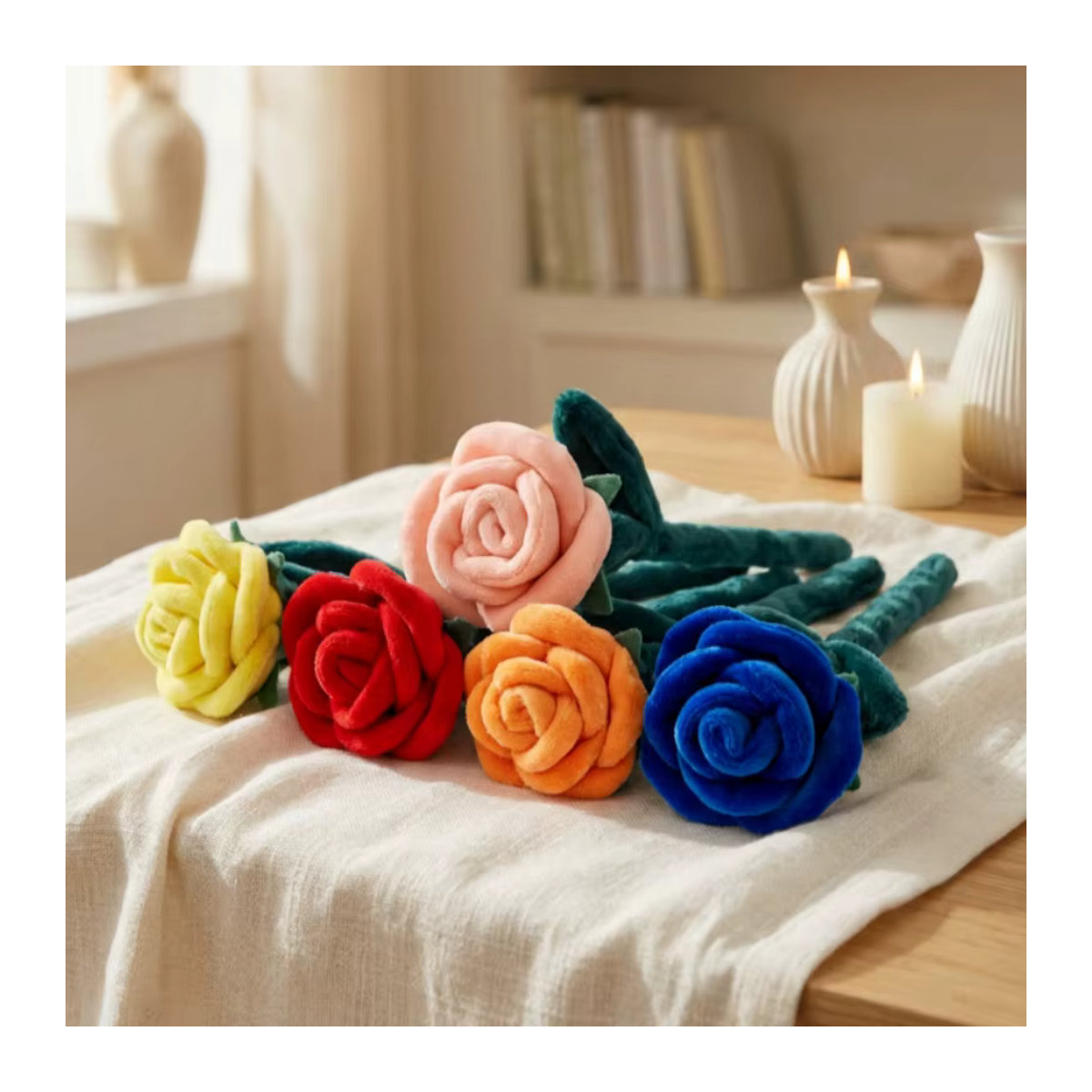 MIAOOWA Plüsch-Rosenstrauß aus Textil, künstliche Rosen in Schwarz und Mehrfarbig, Höhe: 28 cm - Bild 2
