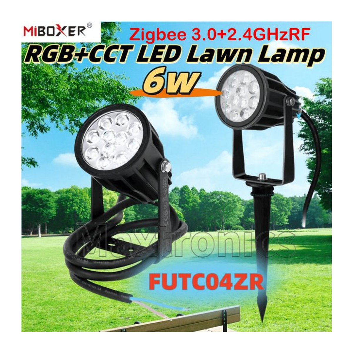 Miboxer Smart Garten Wegeleuchte RGB + CCT LED in Schwarz mit 6W Leistung und Zigbee 3.0 sowie 2,4 GHz RF Steuerung - Bild 1