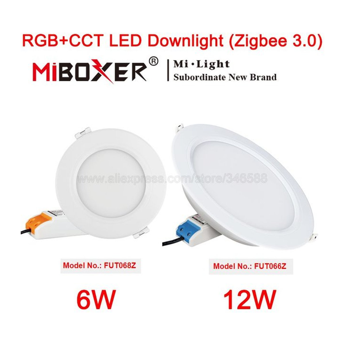 Miboxer Zigbee 3.0 RGB+CCT LED Downlight Einbaustrahler in Weiß - Bild 1