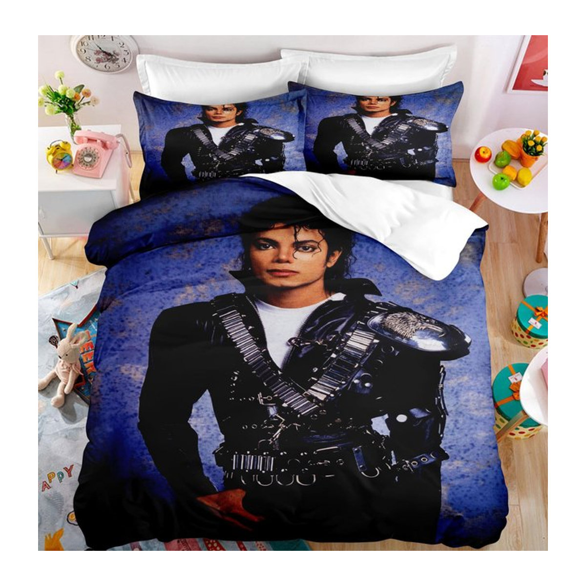Michael Jackson Bettwäsche Kollektion Musikal Genies in Blau für Erwachsene und Jugendliche, Bettbezug B/H: 140 x 210 cm - Bild 1