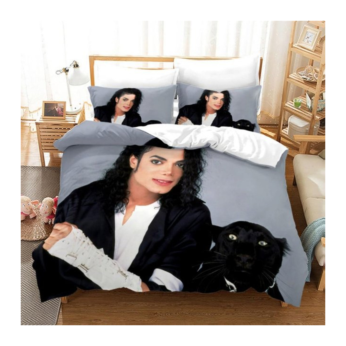 Michael Jackson Bettwäsche Kollektion Musikal Genies in Grau für Erwachsene und Jugendliche, Bettbezug B/H: 140 x 210 cm - Bild 1