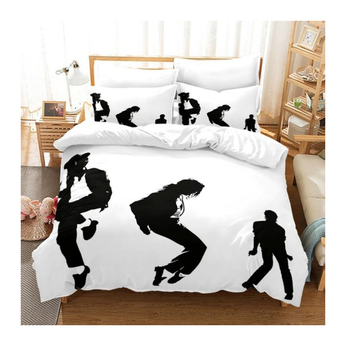 Michael Jackson Bettwäsche Kollektion Musikal Genies in Weiß, Bettbezug 200 x 200 cm und Kopfkissenbezug 70 x 133 cm - Bild 1