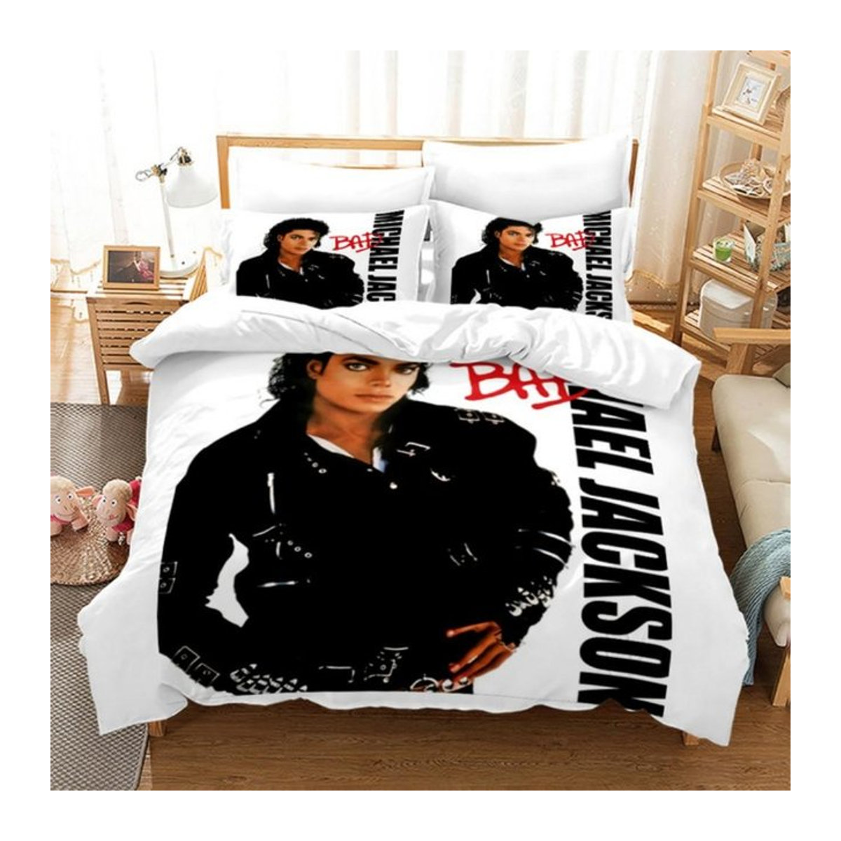 Michael Jackson Bettwäsche Kollektion Musikal Genies in Weiß für Erwachsene und Jugendliche B/H: 200 x 200 cm oder B/H: 259 x 229 cm - Bild 1