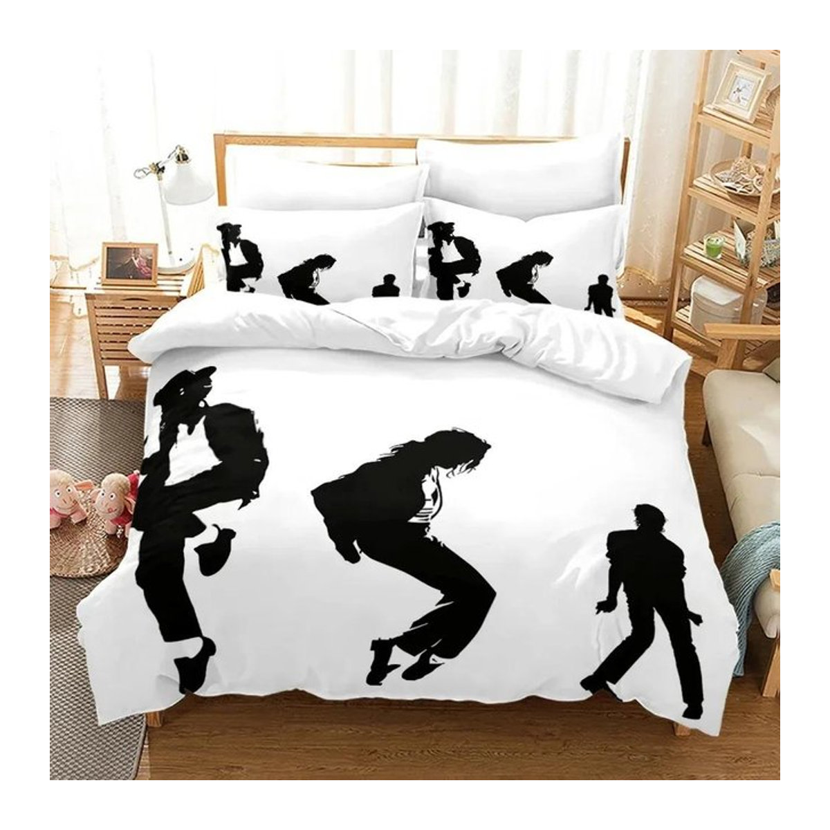 Michael Jackson Bettwäsche-Set mit 3D-Druck in Weiß, bestehend aus Bettbezug und Kissenbezug, Maße: 70 x 133 cm - Bild 1