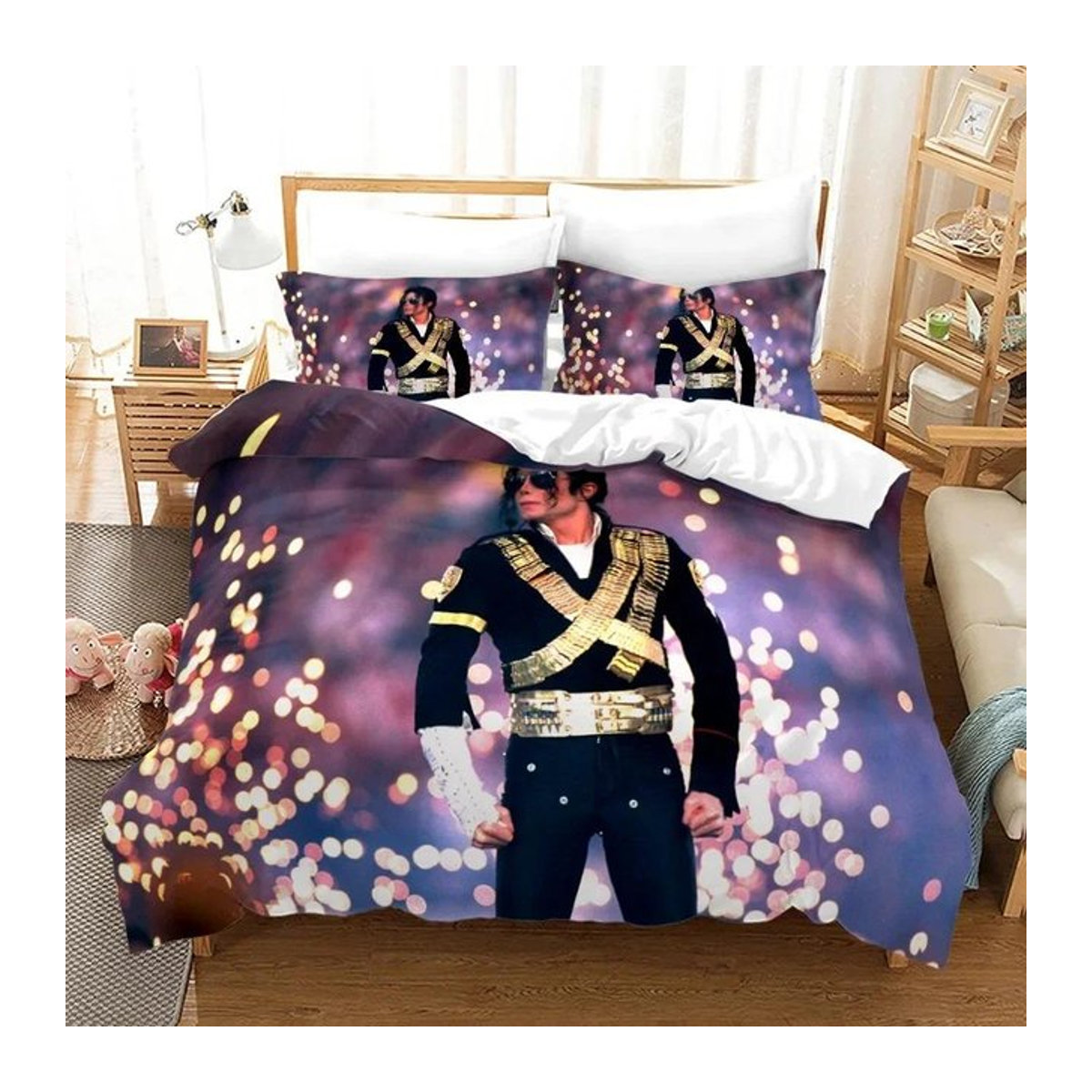Michael Jackson Bettwäsche-Set mit 3D-Druck, mehrfarbig, bestehend aus Bettbezug und Kissenbezug, B/H: 70 x 133 cm - Bild 1