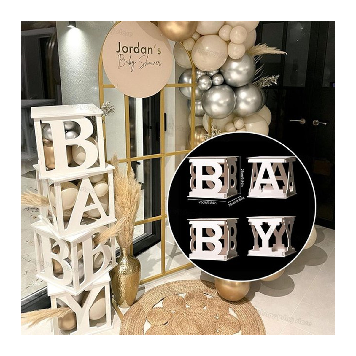 MicroPlush Alphabet Buchstaben Rahmen aus Kunststoff in Weiß zur DIY Ballonfüllung für Baby Shower und Geburtstagspartys - Bild 1