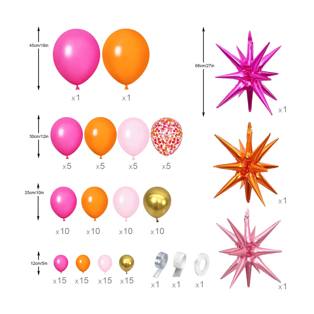 MicroPlush Ballon Girlande Bogen Kit in Rosa und Orange für Geburtstag, Hochzeit oder Babyparty - Bild 2