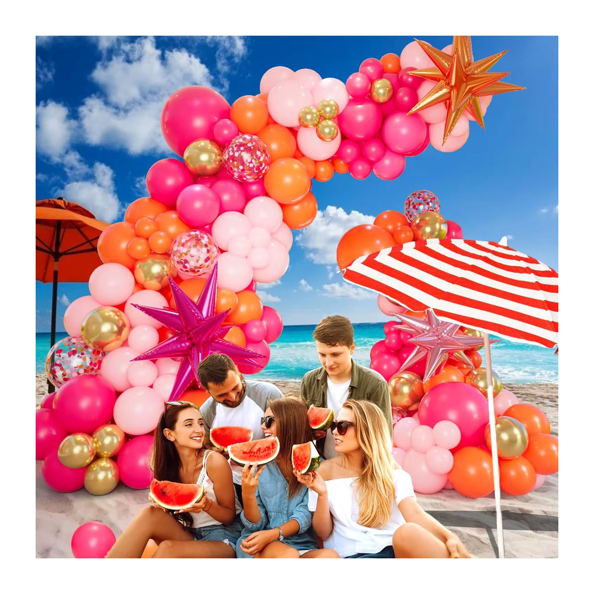 MicroPlush Ballon Girlande Bogen Kit in Rosa und Orange für Geburtstag, Hochzeit oder Babyparty - Bild 5