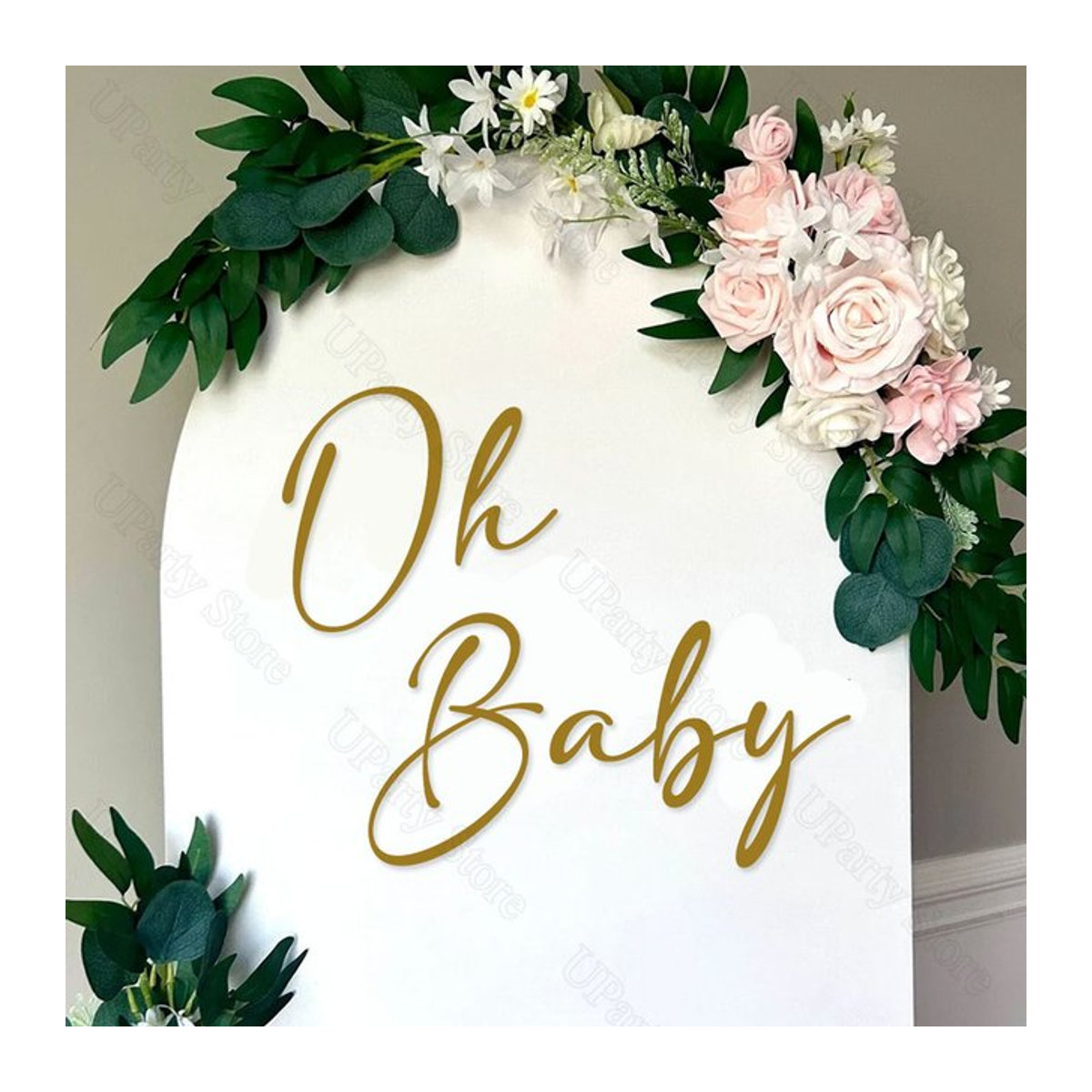 MicroPlush Oh Baby Aufkleber in Gold für deine Babyparty und Gender Reveal Dekoration - Bild 1