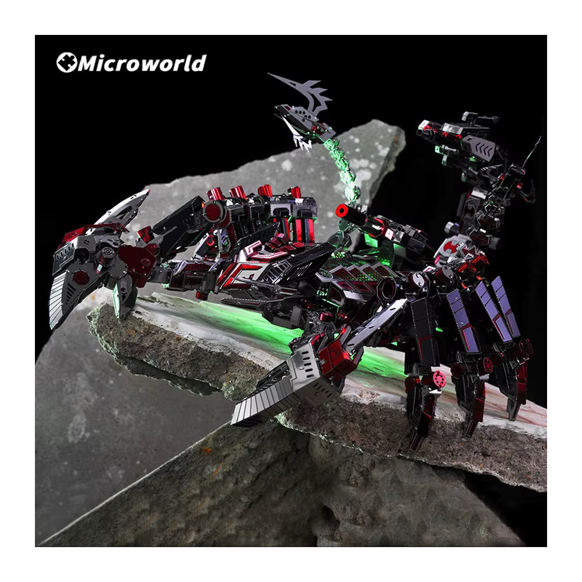 Microwereld 3D Metall Tier Puzzle Skorpion Modell Kit als DIY Desktop Dekoration in Rot und Grün - Bild 2