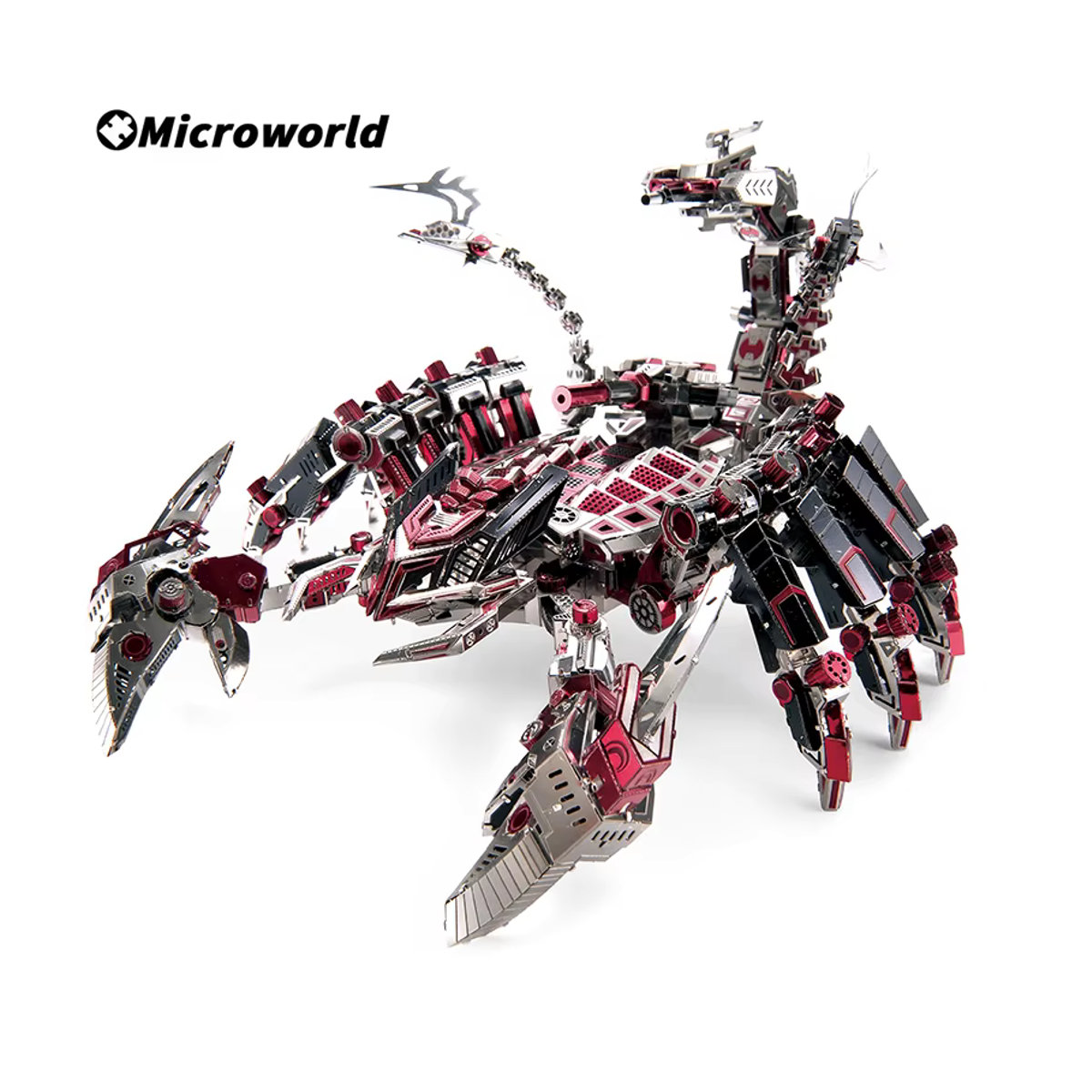 Microwereld 3D Metall Tier Puzzle Skorpion Modell Kit als DIY Desktop Dekoration in Rot und Grün - Bild 3