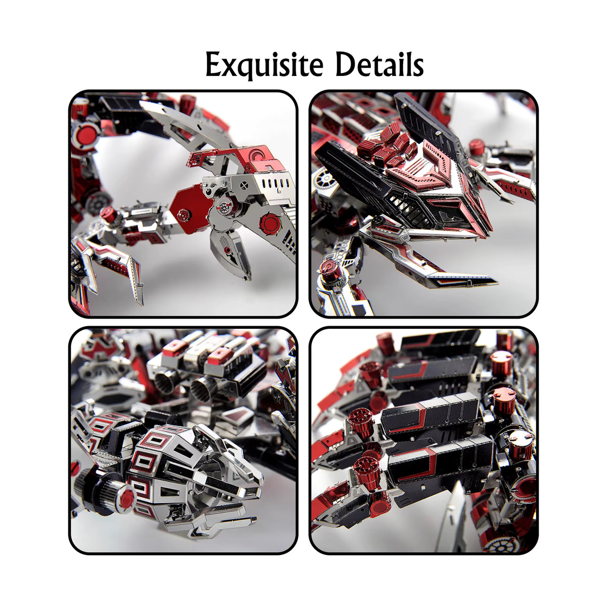 Microwereld 3D Metall Tier Puzzle Skorpion Modell Kit als DIY Desktop Dekoration in Rot und Grün - Bild 4