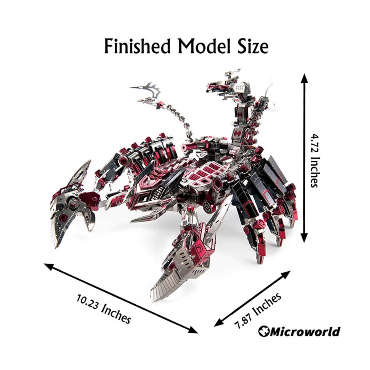 Microwereld 3D Metall Tier Puzzle Skorpion Modell Kit als DIY Desktop Dekoration in Rot und Grün - Bild 6