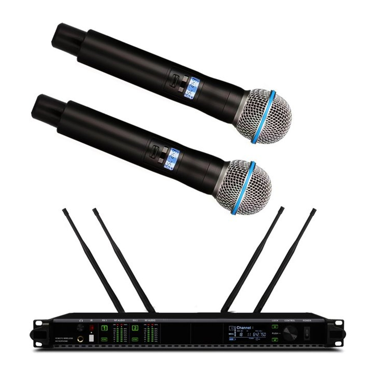 MiCWL Audio Sure Axint Beta58 Digitales drahtloses 2-Kanal Karaoke-Mikrofonsystem in Schwarz - Bild 1