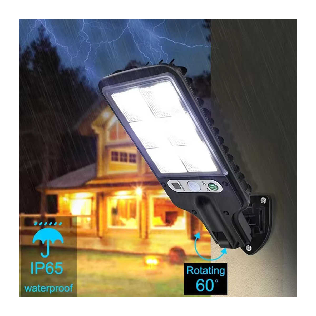 Miflame Solar LED Wandleuchte Schwarz mit 3 Modi und Bewegungssensor für Garten, Terrasse und Außenbereich - Bild 4