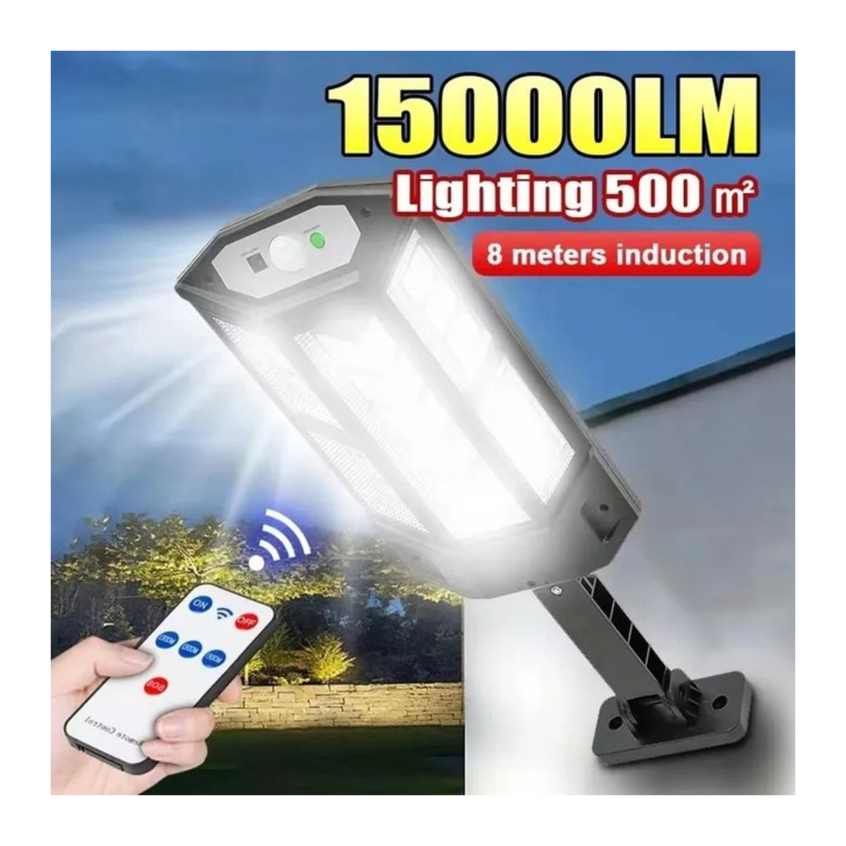 Miflame Solarleuchte für den Außenbereich mit LED, Bewegungsmelder und IP65 Wasserdichtigkeit, Schwarz, Modern - Bild 1