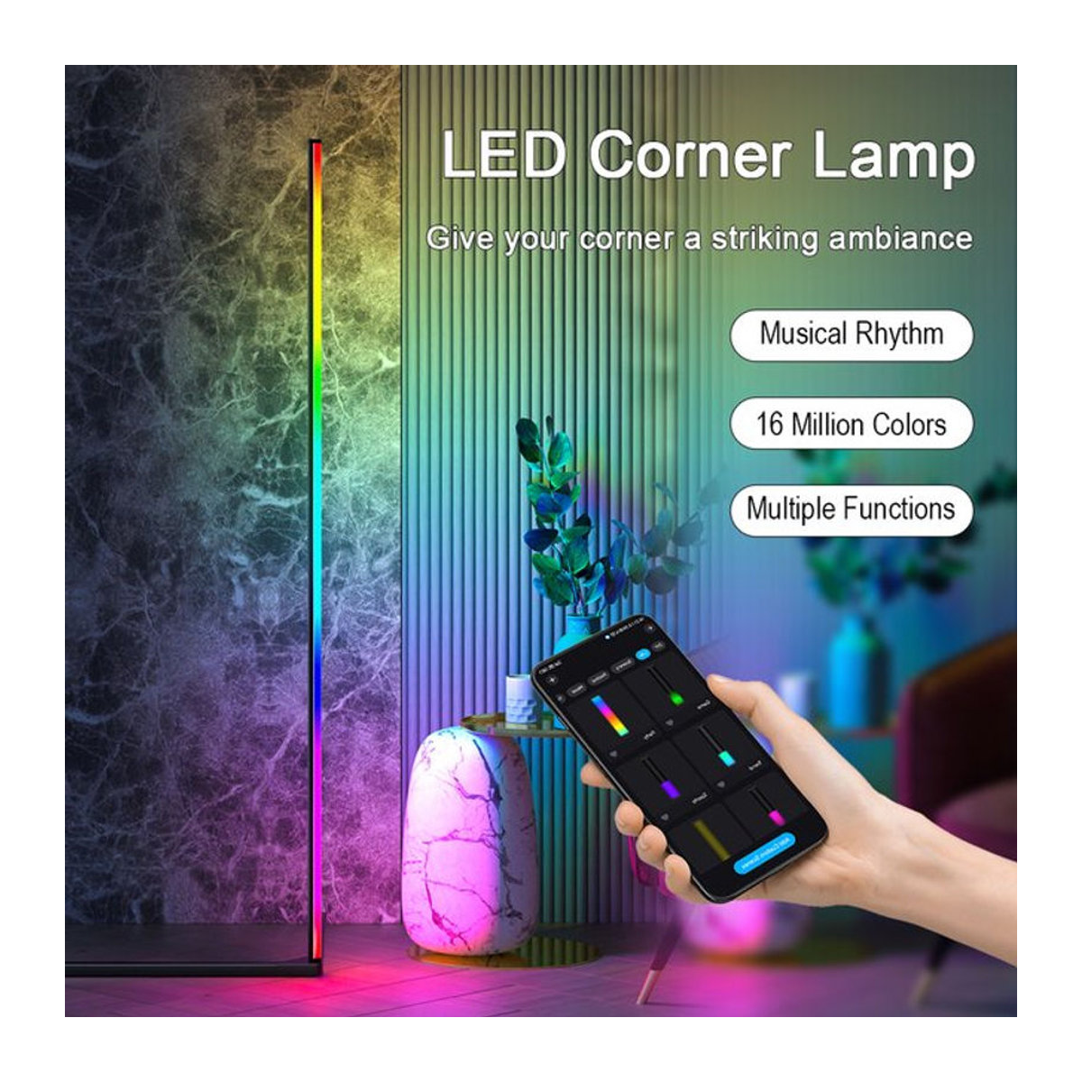 MIHEAL RGBW Bluetooth Stehleuchte im skandinavischen Design mit Stimmungslicht, Bunt, Höhe: 140 cm - Bild 1