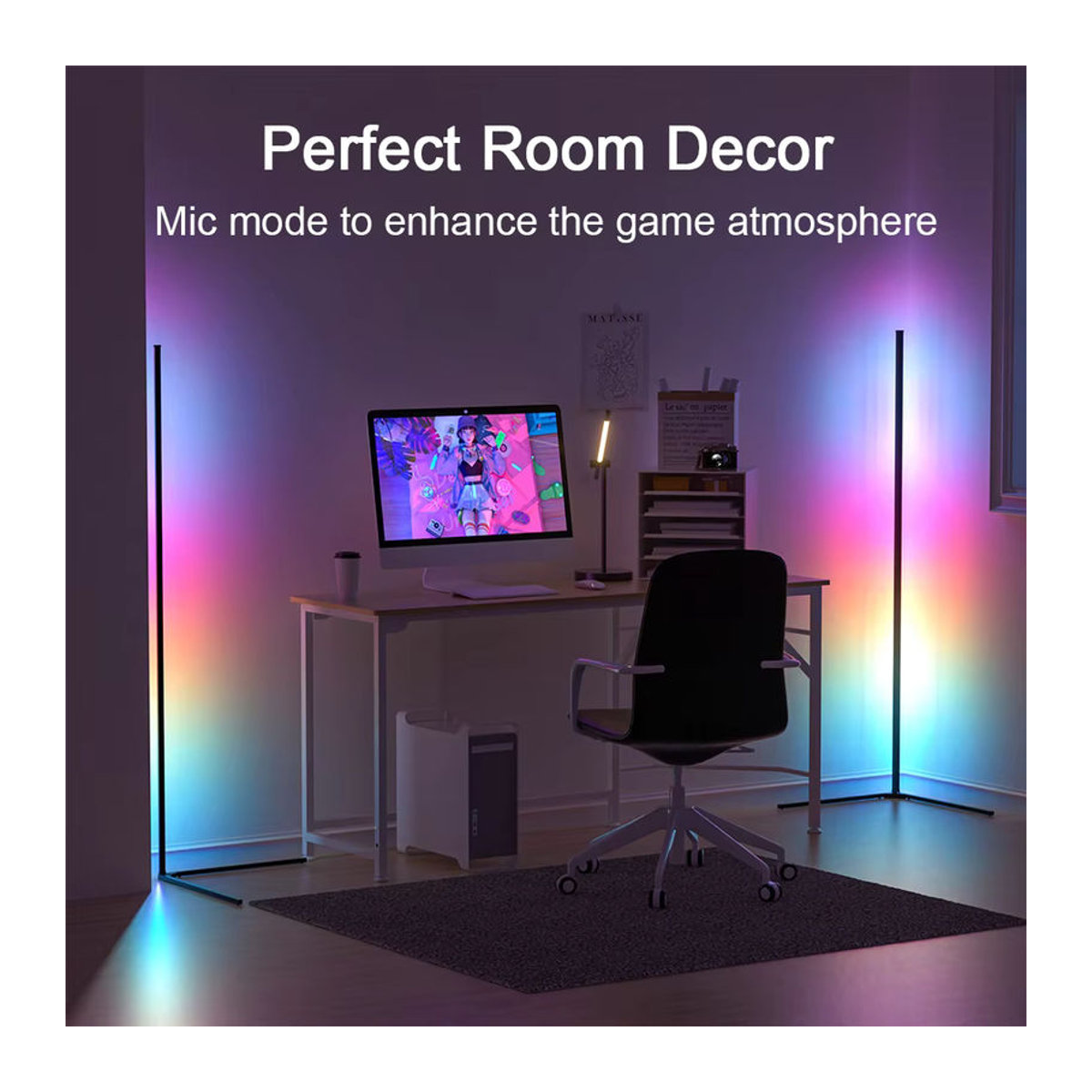 MIHEAL RGBW Bluetooth Stehleuchte im skandinavischen Design mit Stimmungslicht, Bunt, Höhe: 140 cm - Bild 2