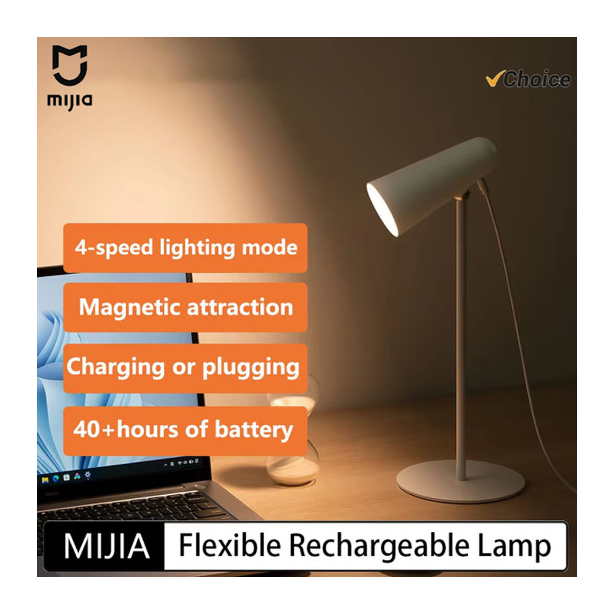 Mijia 3-in-1 Flexible Tischlampe Weiß – Tragbare Clip-Leuchte und Taschenlampe mit Typ-C Aufladung - Bild 1