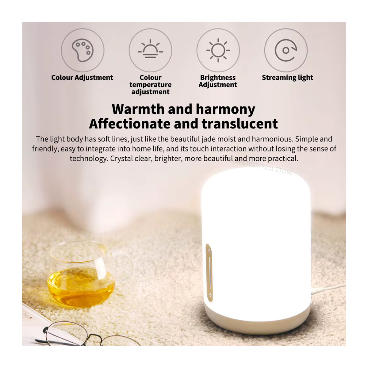 MIJIA Intelligente LED Nachttischlampe mit Farbwechsel und Touch-Steuerung, Weiß, 400 Lumen, kompatibel mit Apple HomeKit und Siri - Bild 2