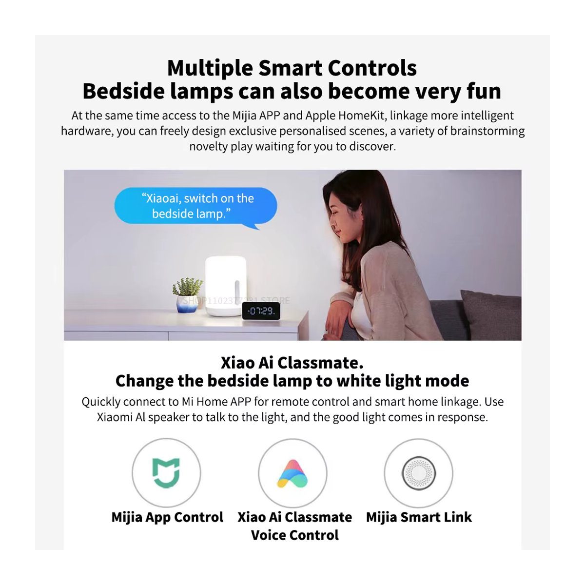 MIJIA Intelligente LED Nachttischlampe mit Farbwechsel und Touch-Steuerung, Weiß, 400 Lumen, kompatibel mit Apple HomeKit und Siri - Bild 3