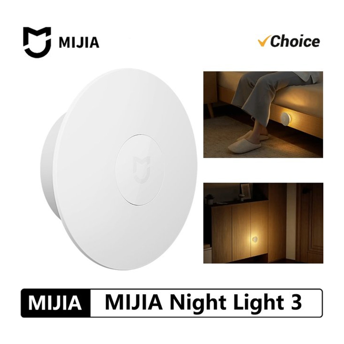 MIJIA Nachtlicht Version 3 mit Bewegungssensor und einstellbarer Helligkeit, intelligente Nachttischlampe in Weiß - Bild 1