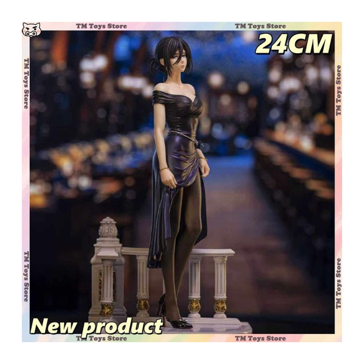 Mikasa Ackerman Anime Figur von Bandai, Attack On Titan PVC Statue in Schwarz, Höhe: 24 cm - Bild 1