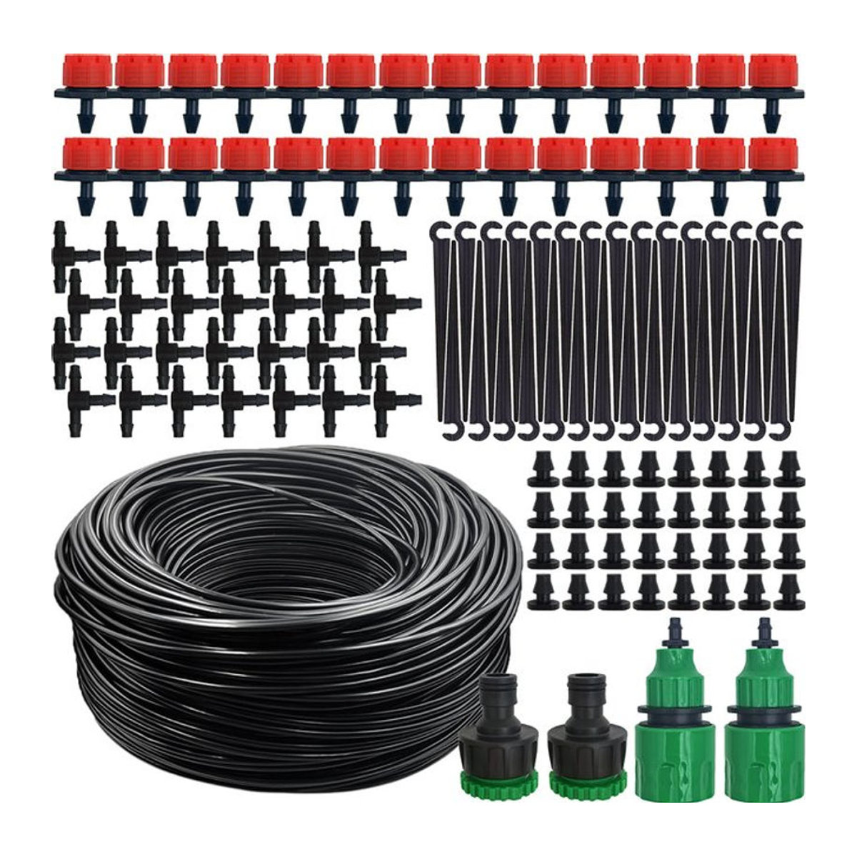 Mikro-Tropf-Bewässerungssystem Schwarz, 20m tragbares automatisches Bewässerungssystem mit einstellbaren Tropfern und Nebel-Sätzen für deinen Garten - Bild 1