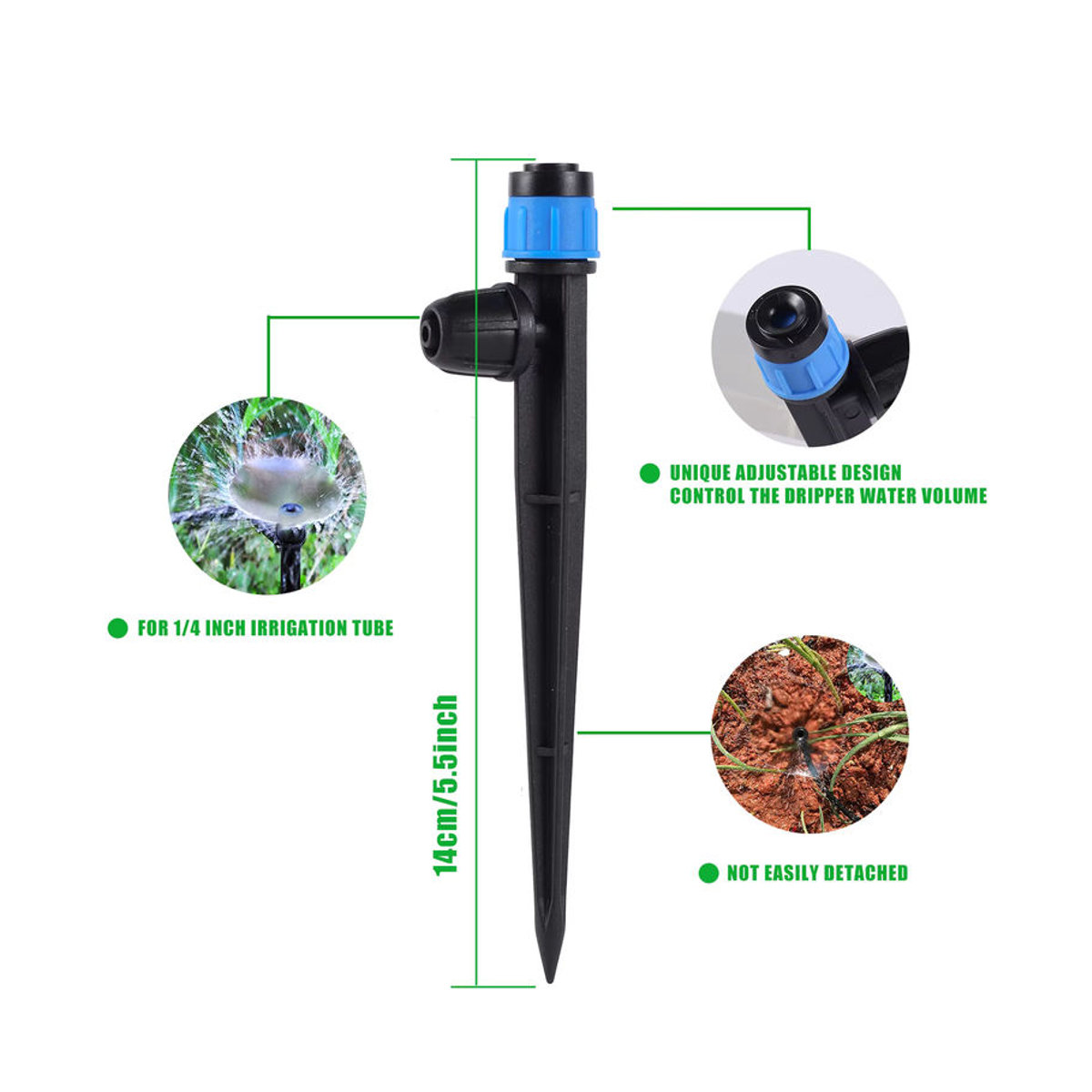 Mikro-Tropfbewässerung für den Garten mit 360 Grad drehbarer Düse und Pulversprüher in Bunt für 1/4-Zoll-Schlauch-Bewässerungssysteme - Bild 2
