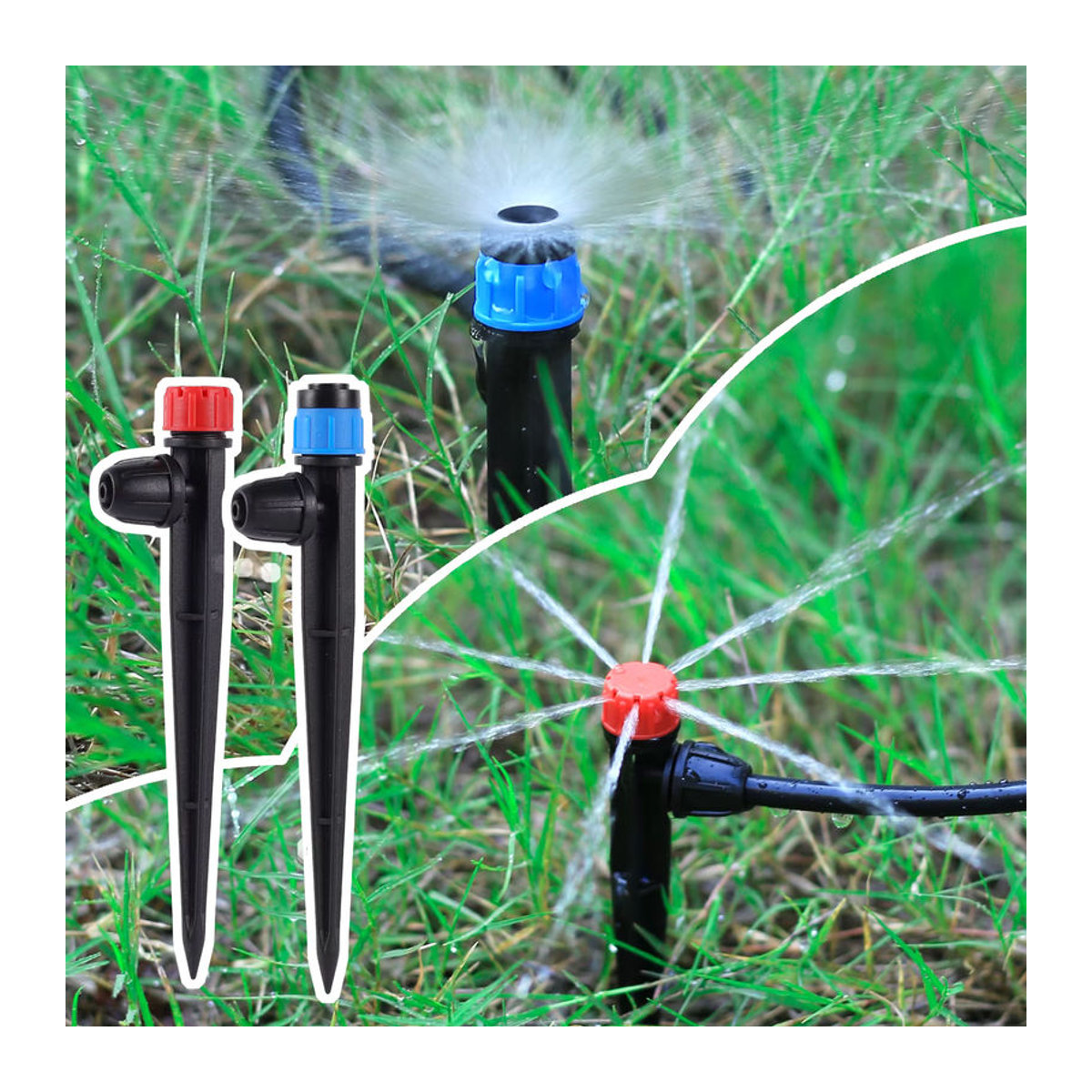 Mikro-Tropfbewässerung für den Garten mit 360 Grad drehbarer Düse und Pulversprüher in Bunt für 1/4-Zoll-Schlauch-Bewässerungssysteme - Bild 3
