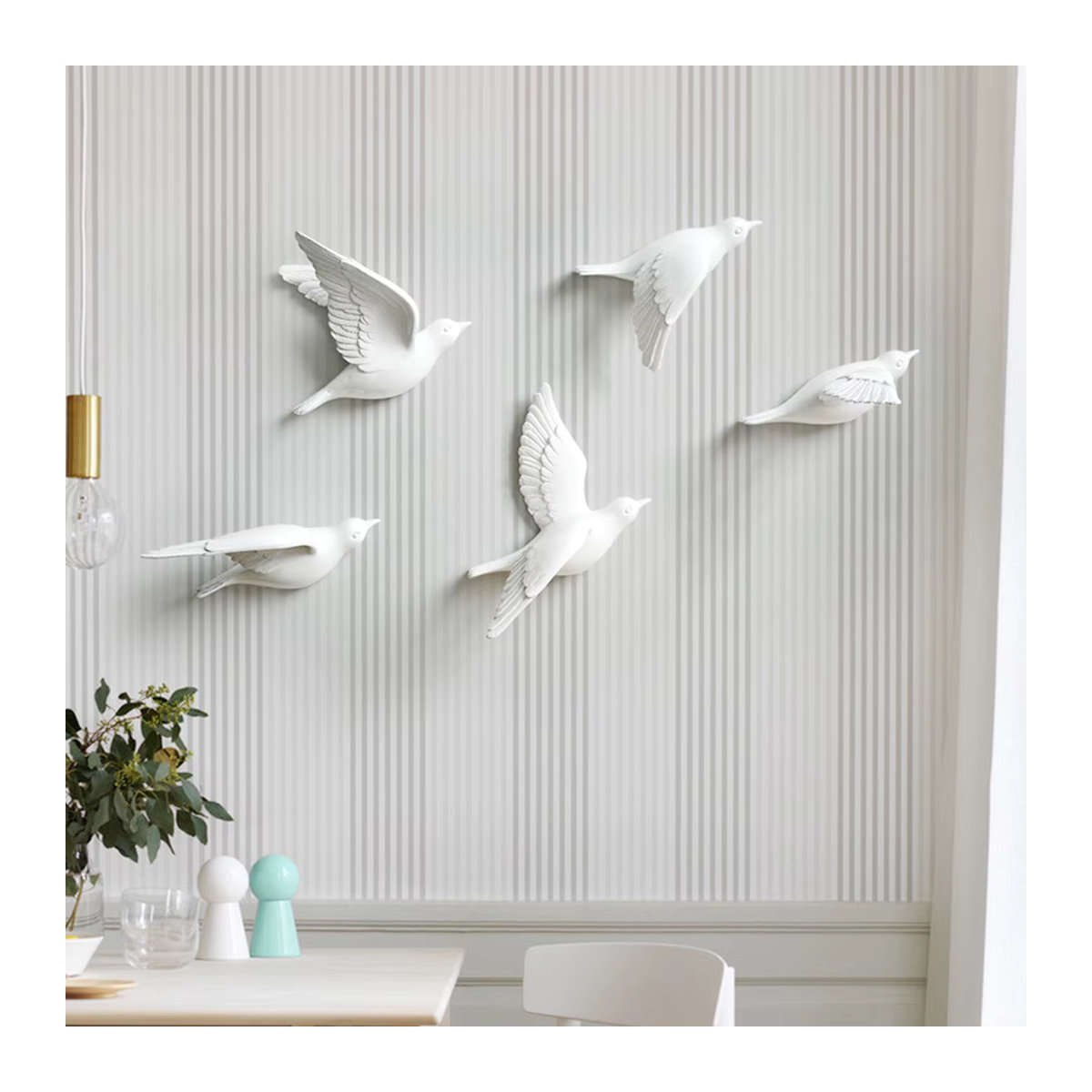 Milsccat 3D Wanddekoration Vögel aus Kunstharz in Weiß für modernes Wohnzimmer und TV-Hintergrund - Bild 4
