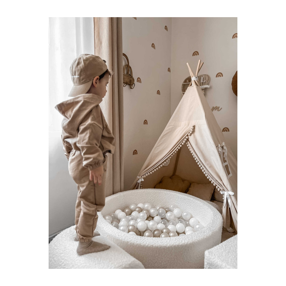 Mimii Trockenbecken Boucle Weiß für Kinder, B/T: 130 x 30 cm - Bild 1