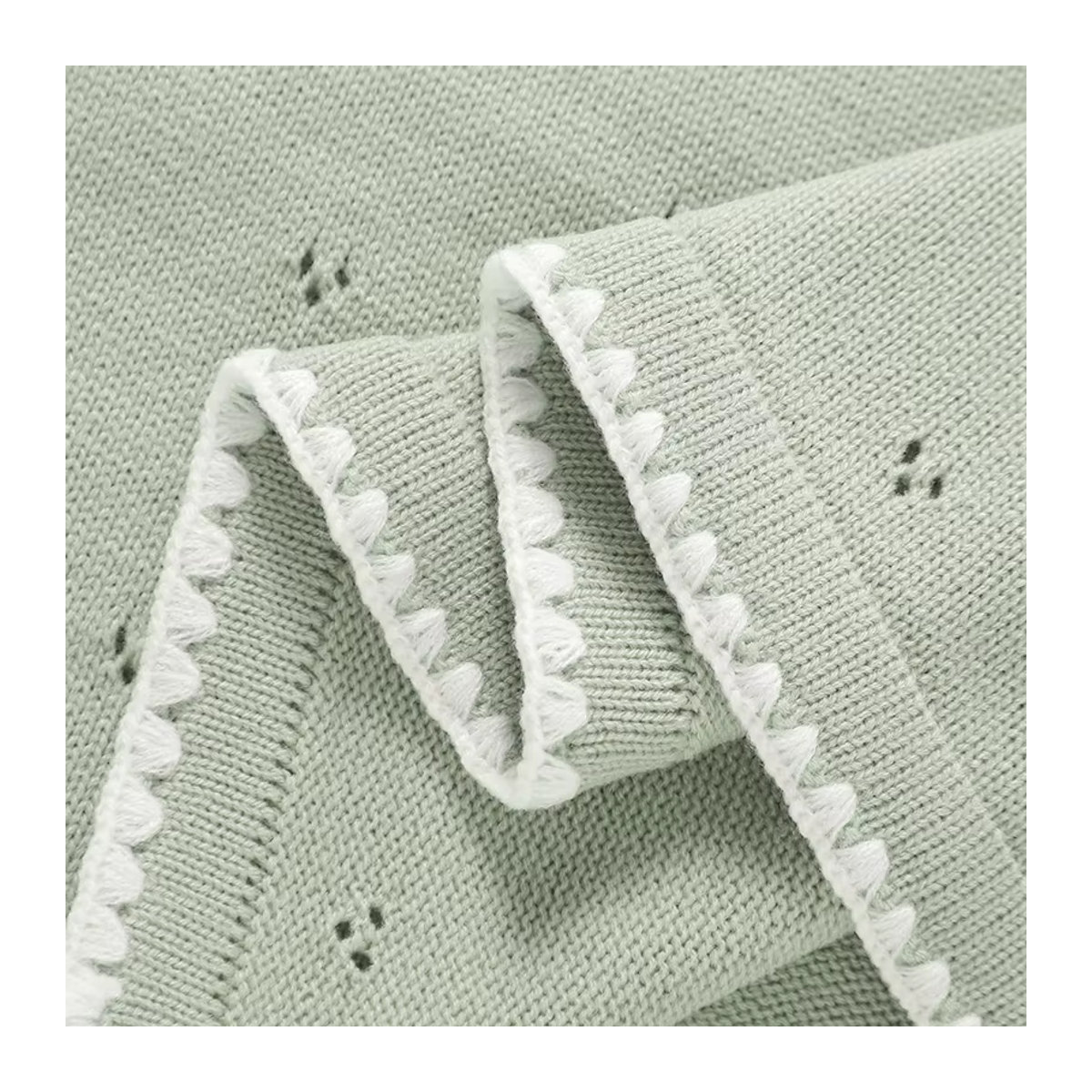 Mimixiong Baby Decke gestrickt im Checkered Design, superweiche Kuscheldecke für Neugeborene und Kinderwagen, Grün, B/H: 90 x 70 cm - Bild 5