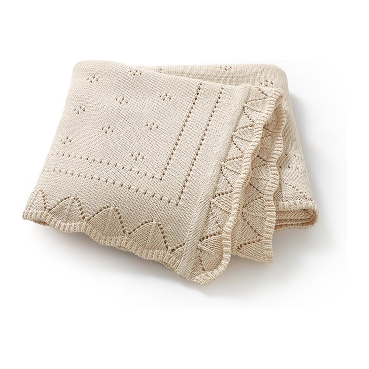 Mimixiong Babydecke aus Baumwollstrick in Beige, Wickeldecke für Neugeborene, B/B/H: 100 x 80 cm - Bild 1