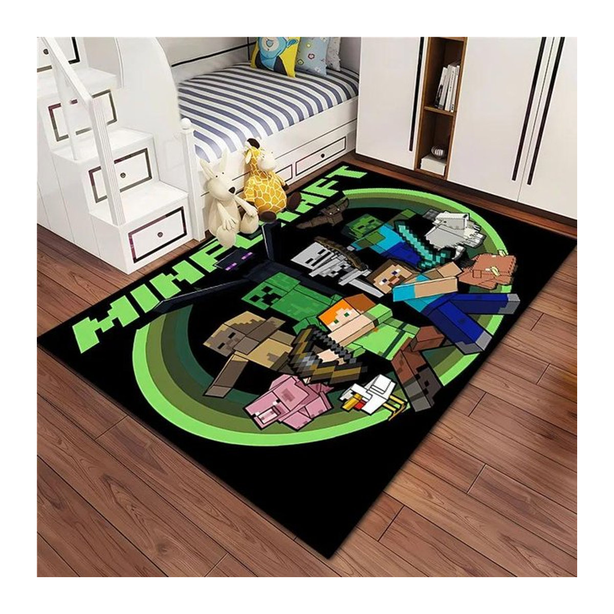 Minecraft 3D-Druck Teppich rutschfest und weich für Wohnzimmer, Schlafzimmer oder Flur, mehrfarbig, Breite: 80 cm, Tiefe: 50 cm - Bild 1
