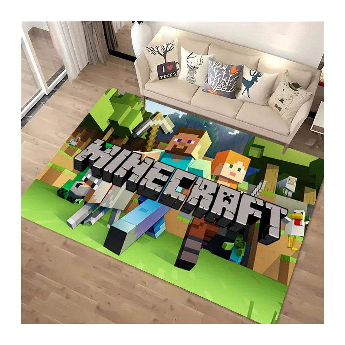 Minecraft 3D-Druck Teppich rutschfest und weich, mehrfarbig, B/T: 80 x 50 cm - Bild 1