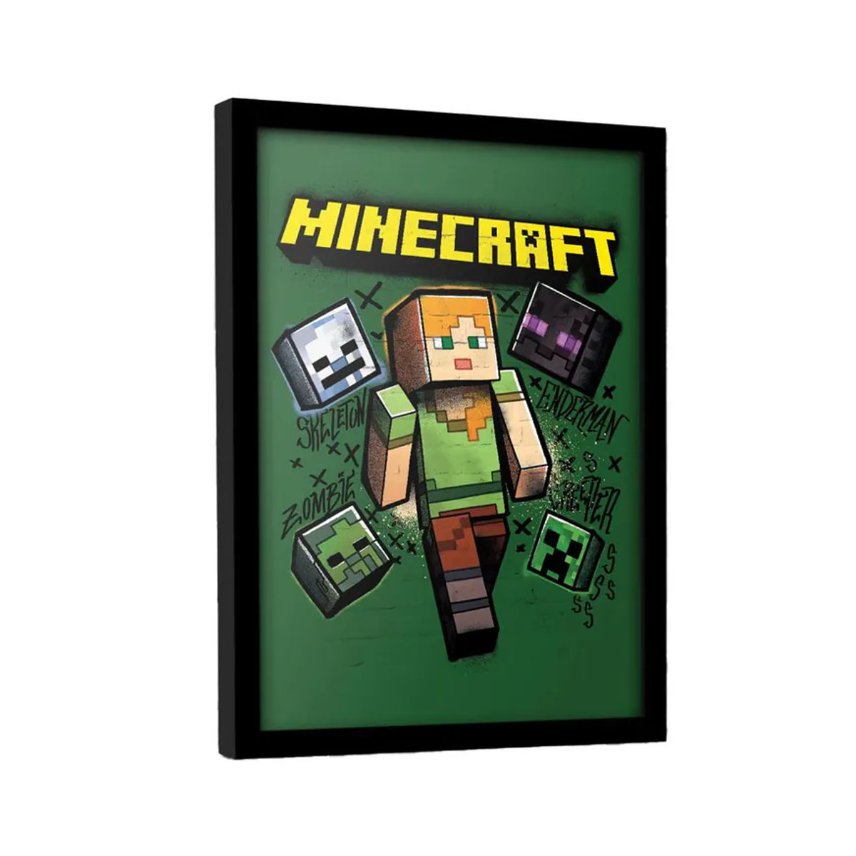 Minecraft Alex Gerahmtes Poster Porträt in Grün und Gelb B: 40 cm x H: 40 cm - Bild 3