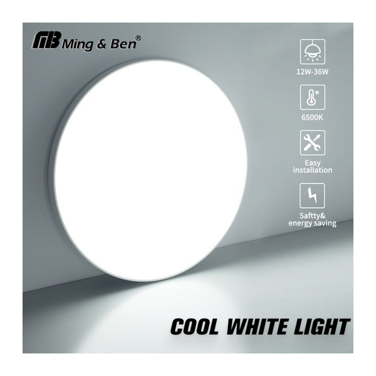 MING&BEN Moderne LED-Deckenleuchte in Weiß, minimalistisches Design, Kaltweiß 6500 K, 36 W - Bild 1