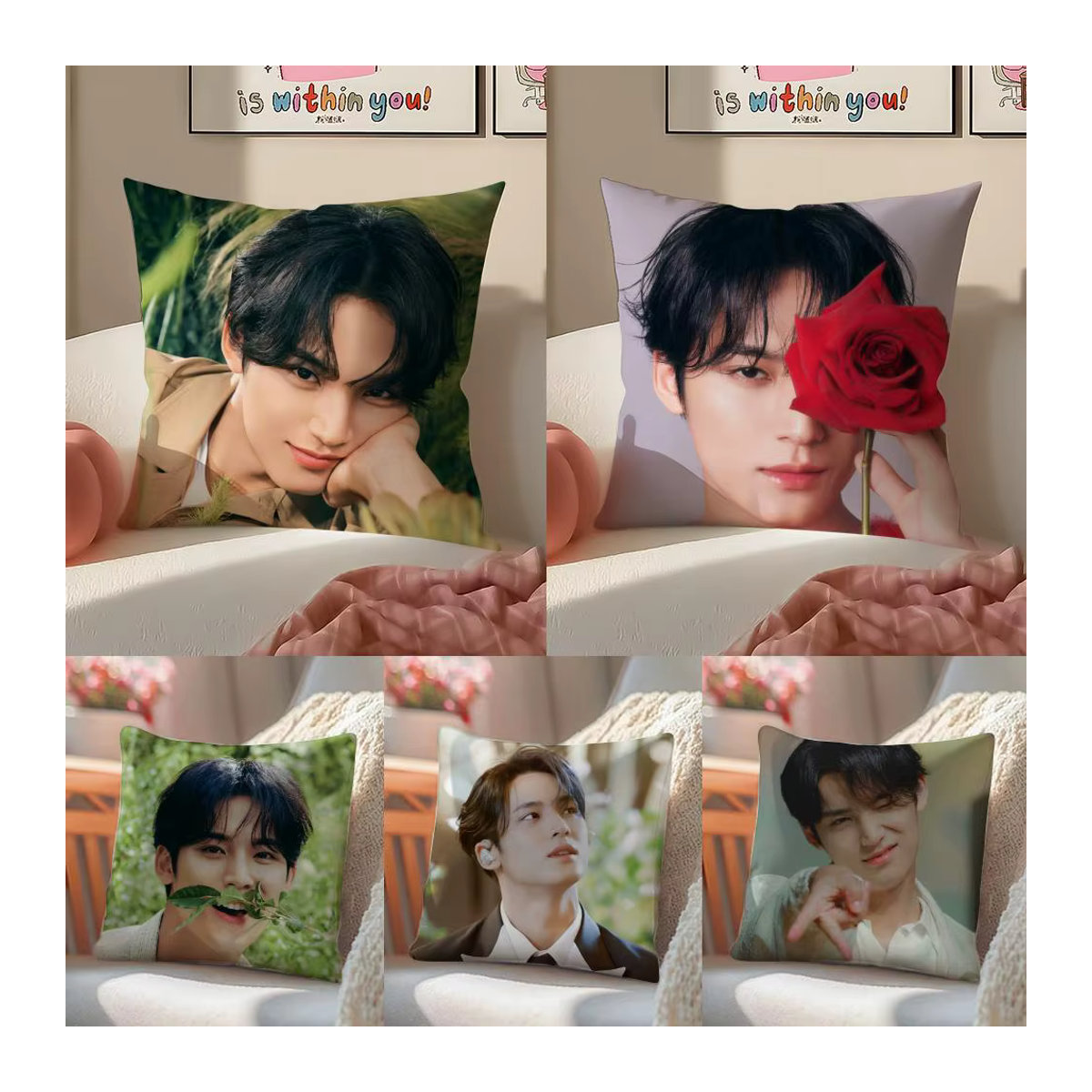 Mingyu Kissenbezug mit Muster in Schwarz und Mehrfarbig für dein Wohnzimmer-Sofa und Schlafzimmer - Bild 2