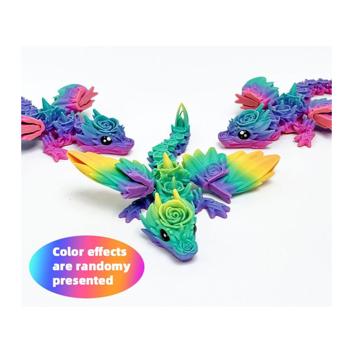 Mini 3D-gedruckter fliegender Drache als mehrfarbige Desktop-Dekoration und kreative Skulptur aus Kunststoff - Bild 1