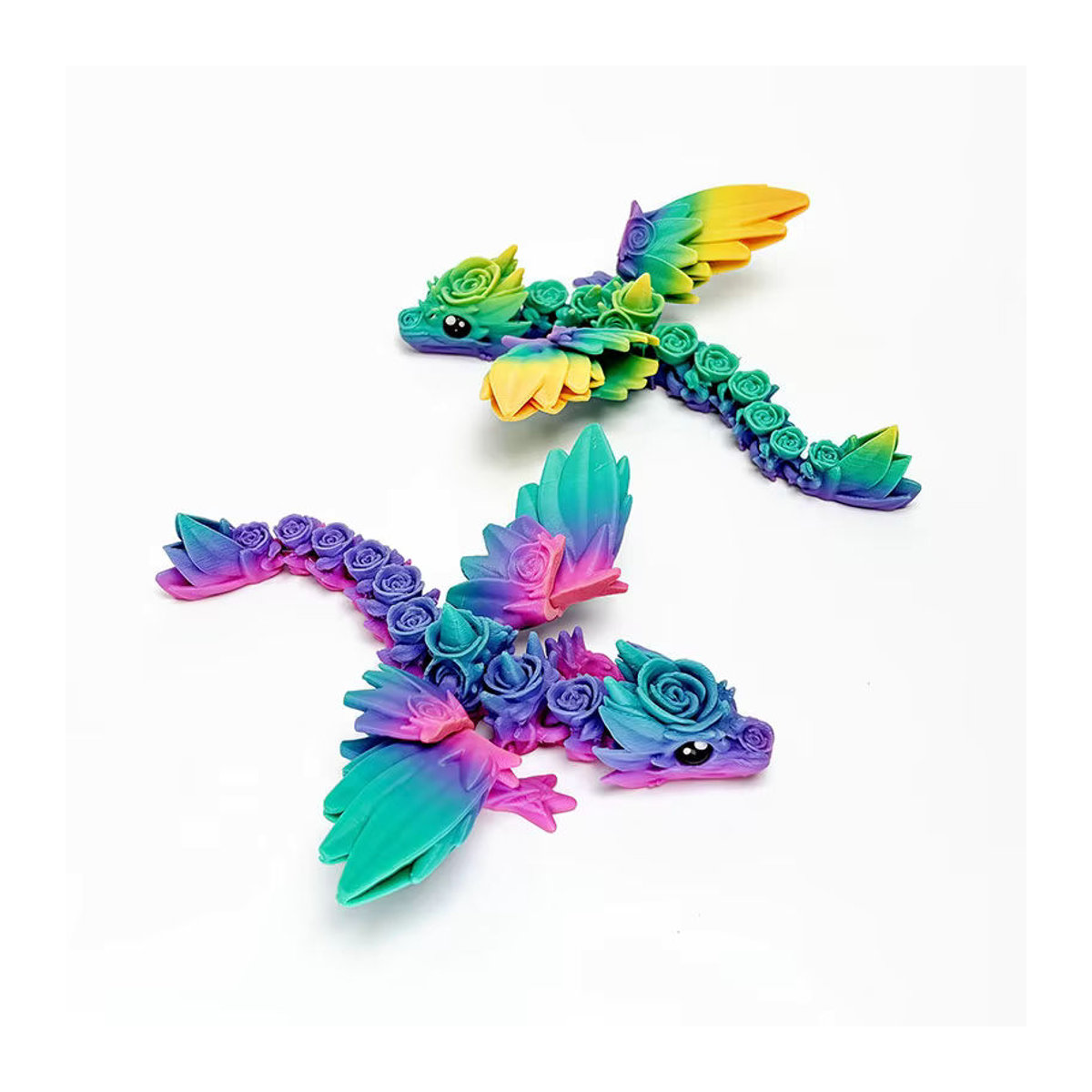 Mini 3D-gedruckter fliegender Drache als mehrfarbige Desktop-Dekoration und kreative Skulptur aus Kunststoff - Bild 2