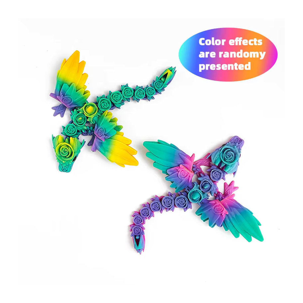 Mini 3D-gedruckter fliegender Drache als mehrfarbige Desktop-Dekoration und kreative Skulptur aus Kunststoff - Bild 3