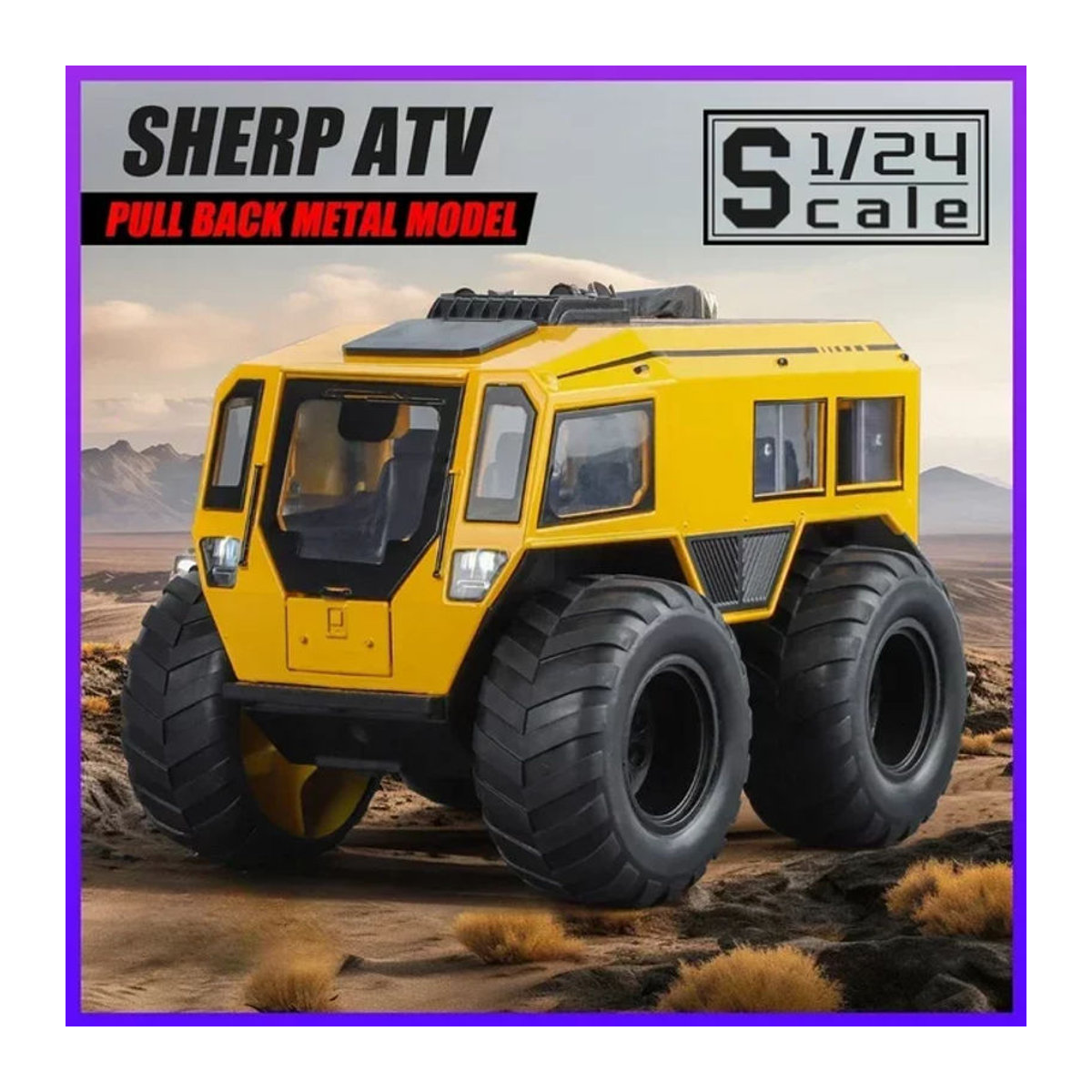 Mini Auto Sherp All-Terrain Geländewagen aus Metall Druckguss mit Sound und Licht in Schwarz und Gelb als Sammlerstück und Deko-Modell - Bild 1