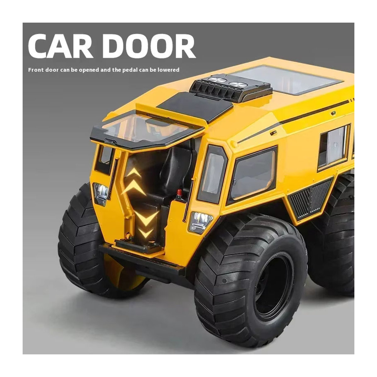 Mini Auto Sherp All-Terrain Geländewagen aus Metall Druckguss mit Sound und Licht in Schwarz und Gelb als Sammlerstück und Deko-Modell - Bild 4