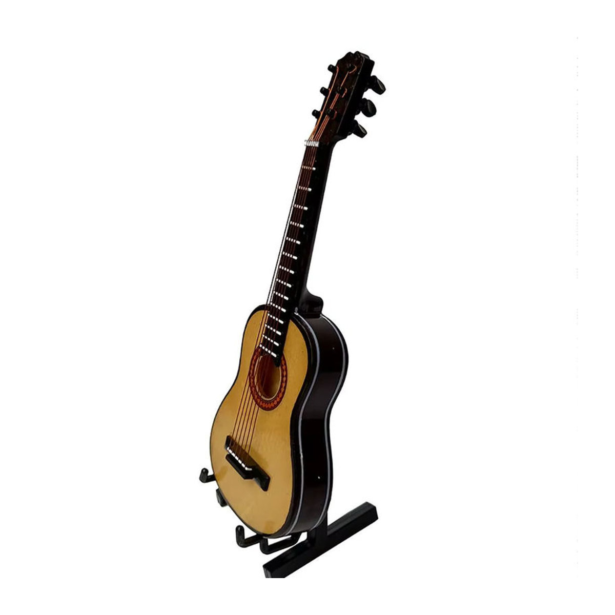 Mini E-Gitarre aus Holz als dekoratives Musikinstrumenten-Modell in Braun für Puppenhaus-Ornamente und Sammler - Bild 2