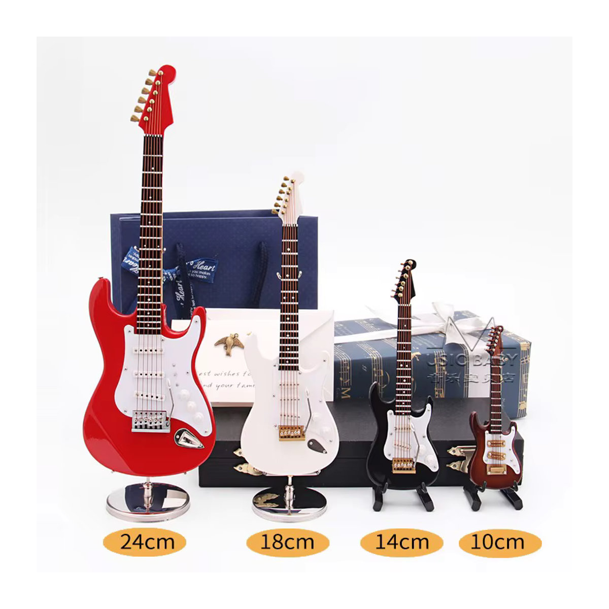 Mini-E-Gitarre aus Holz von MARX in Mehrfarbig als dekoratives Musikinstrument-Modell - Bild 3