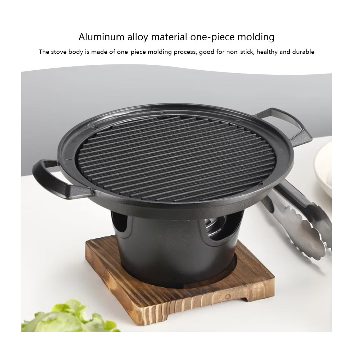 Mini-Grillofen mit abnehmbarem japanischem Alkoholkocher und antihaftbeschichteter Oberfläche für Camping und Picknick - Bild 5