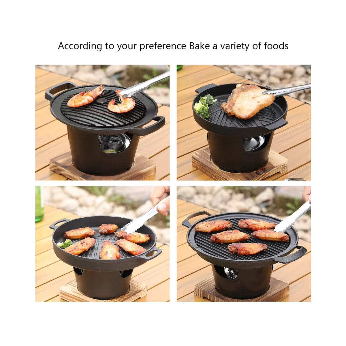Mini-Grillofen mit abnehmbarem japanischem Alkoholkocher und antihaftbeschichteter Oberfläche für Camping und Picknick - Bild 6